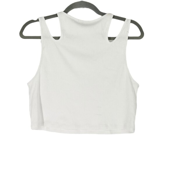 NWT American Eagle White Ribbed Cropped Tank Top - Picture 2 of 6